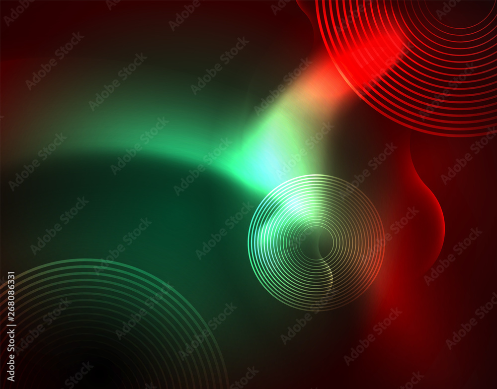 Fototapeta premium Shiny neon geometric waves template