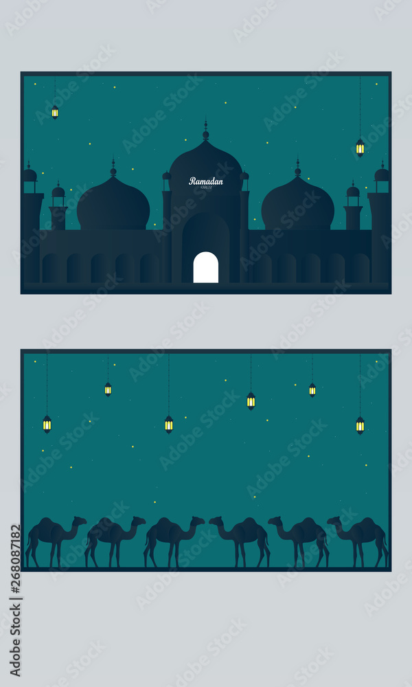 Abstract Ramadan Kareem decorative banners set vector - Vector