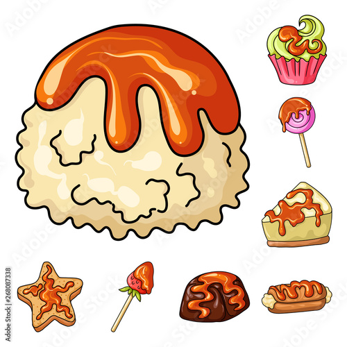 Isolated object of dessert and sweet logo. Collection of dessert and food stock vector illustration.