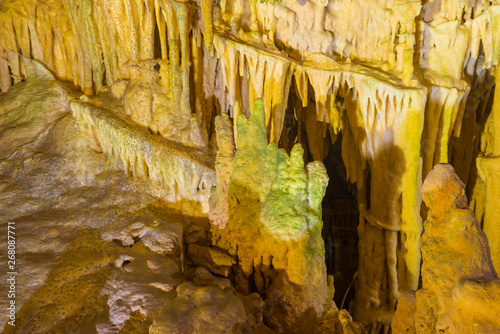 stalactites and stalagmites in Dirou Cave, Greece photo