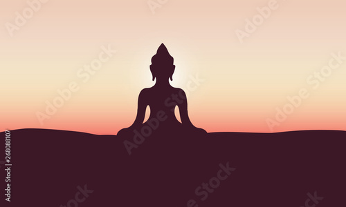 Vector design of Lord Buddha on Happy Buddha Purnima Vesak holiday festival background - Vector