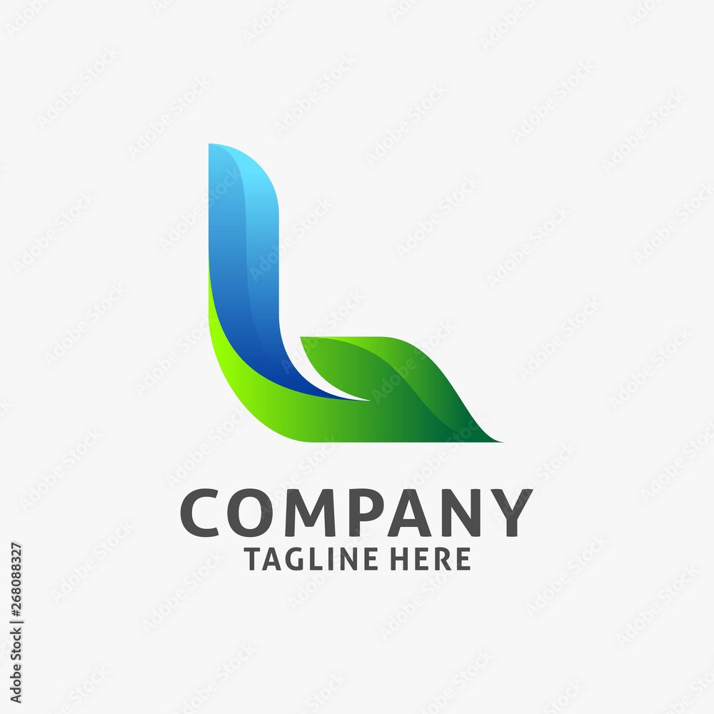 Letter L leaf logo design Letter L leaf logo design