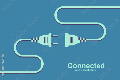 Socket unplugged. Connecting power socket. Plug and outlet. Vector illustration flat design, isolated on background. Connection concept.