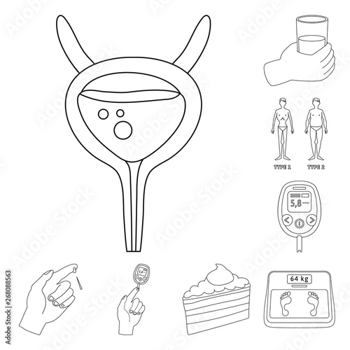 Isolated object of mellitus and diabetes symbol. Collection of mellitus and diet stock vector illustration.