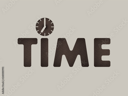 3d word time with clock paper cut