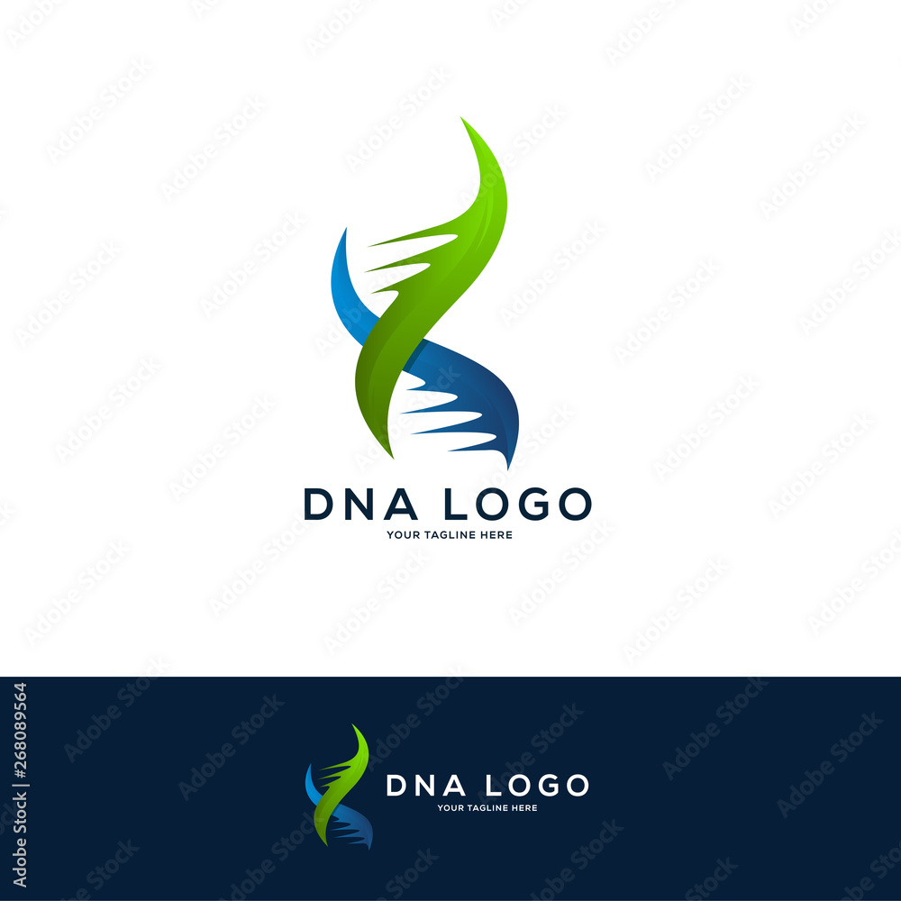 DNA logo designs concept, science and medicine creative symbol, DNA logo design