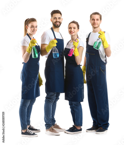 Cleaning service workers on...