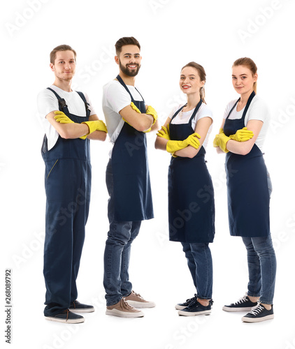 Cleaning service workers on...