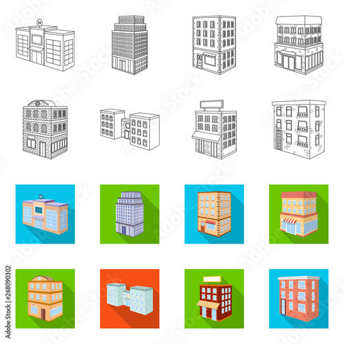 Isolated object of construction and building icon. Set of construction and estate vector icon for stock.