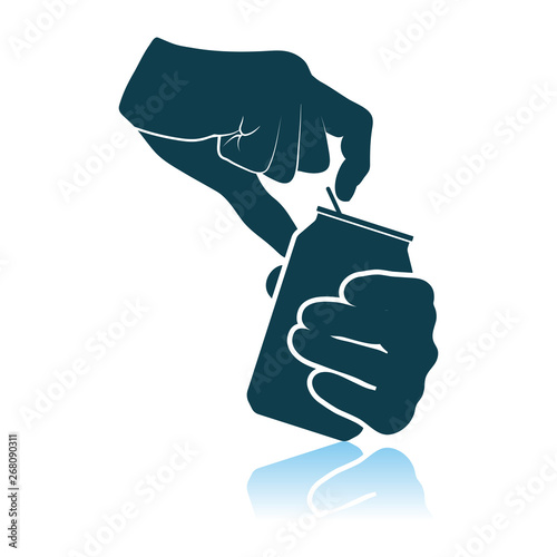 Human Hands Opening Aluminum Can Icon
