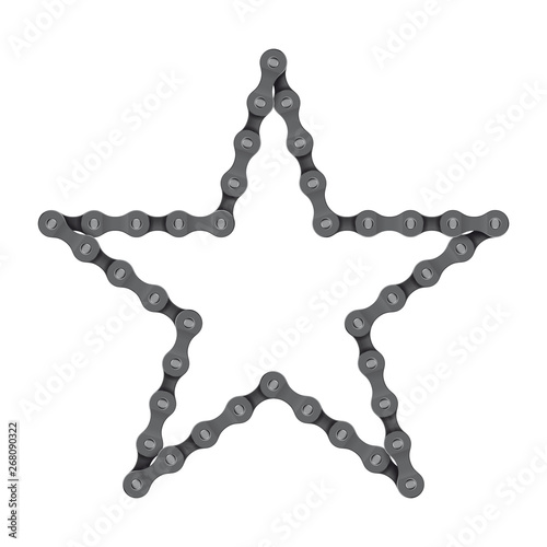 Vector realistic star created from bike chain. Isolated on white background.