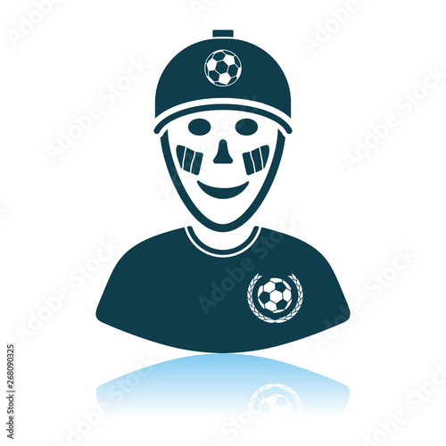 Football Fan With Painted Face By Italian Flags Icon