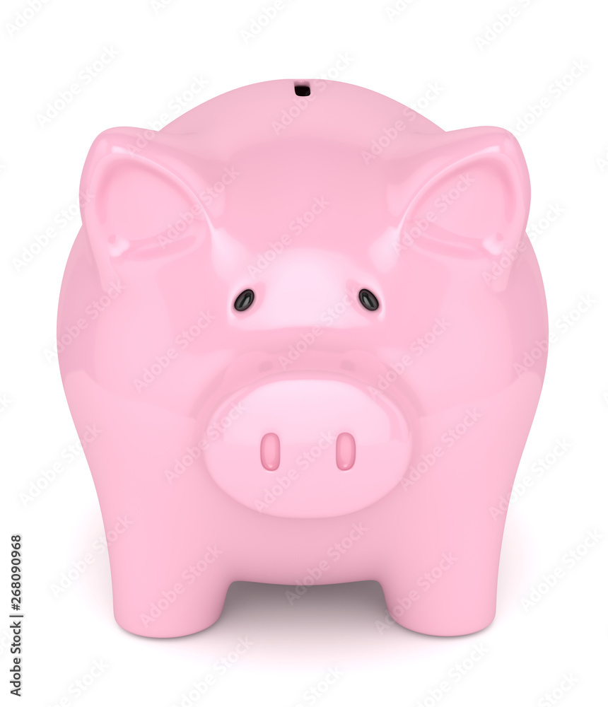 3d render of piggy bank over white