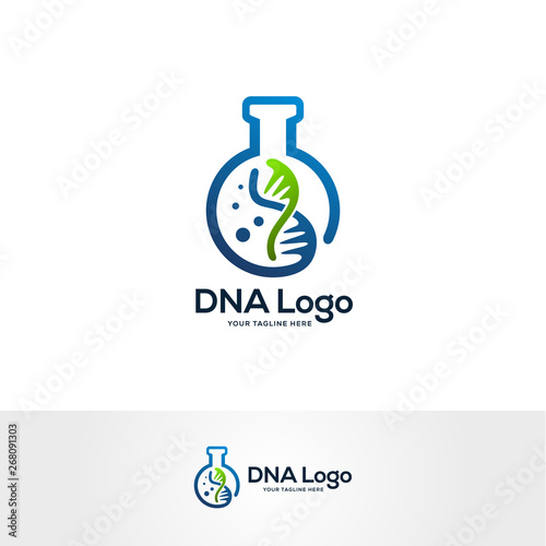 DNA logo designs concept, science and medicine creative symbol, lab logo template
