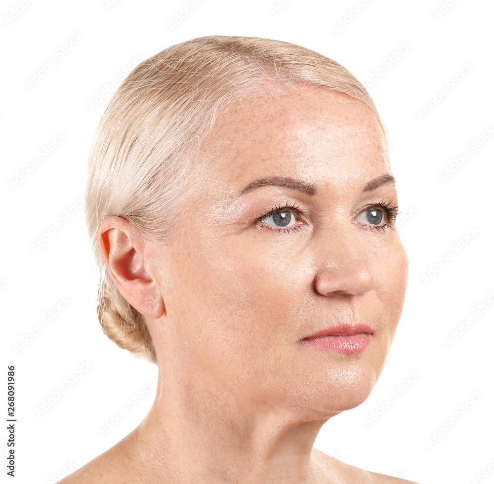 Fototapeta premium Mature woman on white background