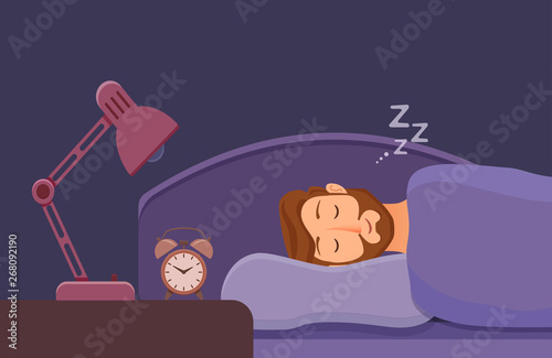Sleeping man face cartoon character happy guy have a sweet dream