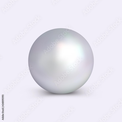 Pearl logo, emblem, badge for cosmetic, jewelry, perfumery, jewelry shop, beauty salon, spa salon and more. Vector realistic pearl.