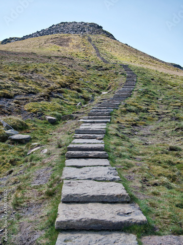 Stone steps forming the path through Humphrey Bottom, near Ingleborough, one of the Yorkshire Dales Three Peaks