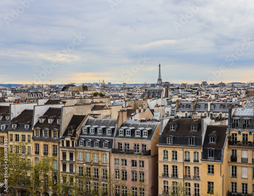 View of Paris city in spring. France. April 2019