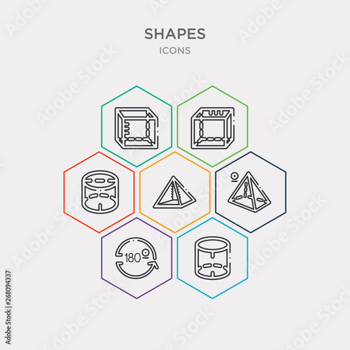 simple set of cylinder volumetric, 180 degrees angle, triangular pyramid from top view, triangular pyramid volumetrical shape icons, contains such as icons cylinder volumetrical, rectangular prism © Meth Mehr