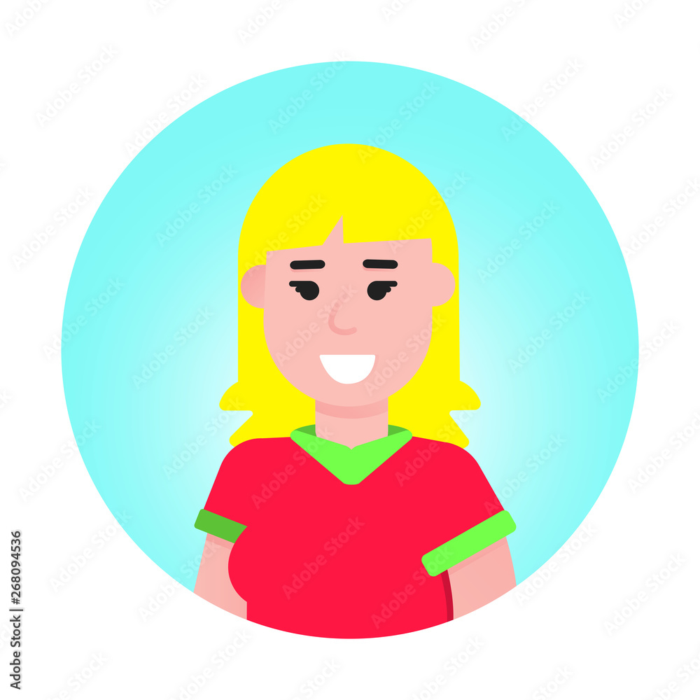 Social media avatar woman icon flat style design in the circle isolated on white background. Social media avatar woman icon flat style design in the circle isolated on white background.