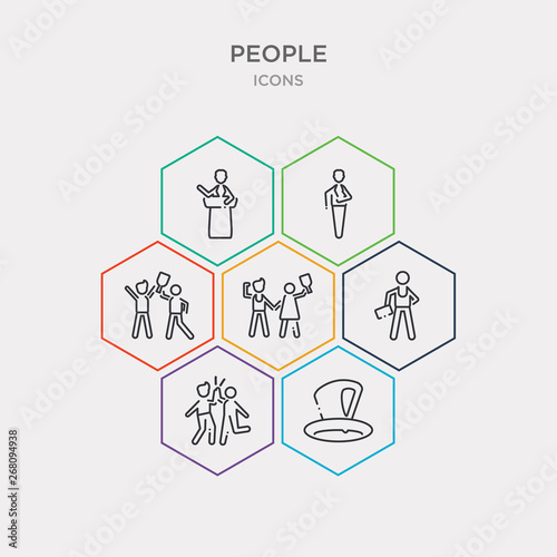 simple set of tall hat, partners claping hands, man with company, team success icons, contains such as icons succes team, ceo man, leader speech and more. 64x64 pixel perfect. infographics vector