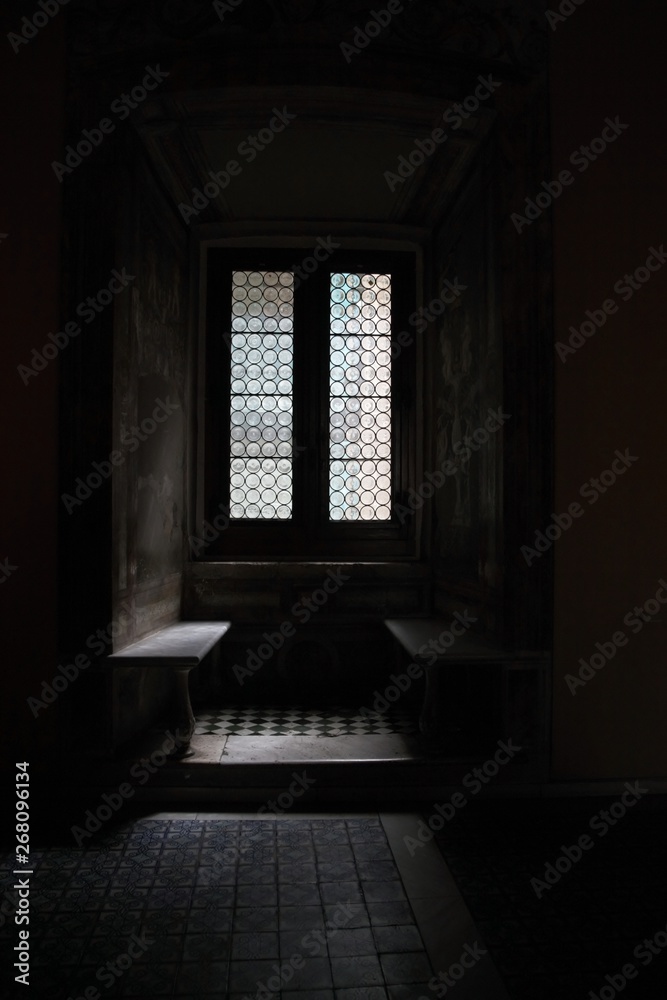 castle room with a window