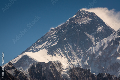 Everest mountain highest peak in the world at 8848 meter above sea level, Himalayas range, Nepal