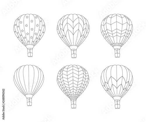 Set of Hot air balloon isolated on white background.