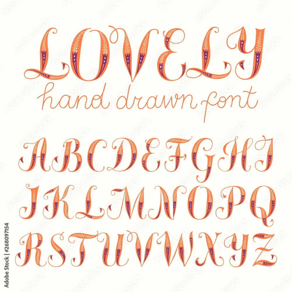 Obraz premium Calligraphy ornamental vector font