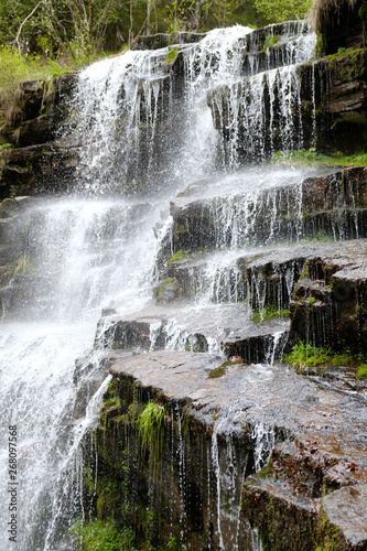 scenic shot of waterfall in spring
