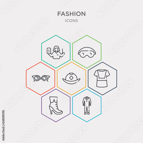 simple set of working coverall, woman boots, safety shirt, firefighter hat icons, contains such as icons eyewear, sleeping mask, wellness coach and more. 64x64 pixel perfect. infographics vector