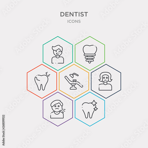 simple set of tooth whitening, sick boy, sick girl, dentist chair icons, contains such as icons cavities, implant, healthy boy and more. 64x64 pixel perfect. infographics vector