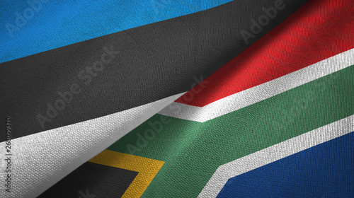Estonia and South Africa two flags textile cloth, fabric texture