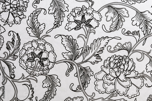 Wallpaper Mural Arrière plan noir et blanc au motif floral Torontodigital.ca