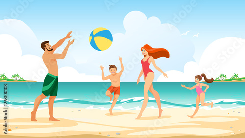 Happy Family Summer Vacation Leisure Time at Sea