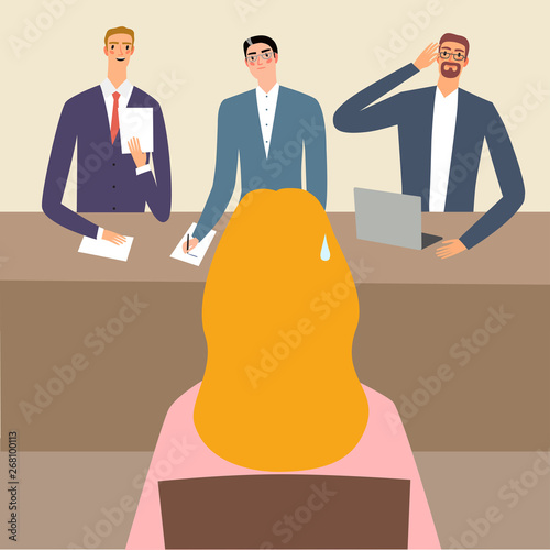 Nervous woman in the interview or exam