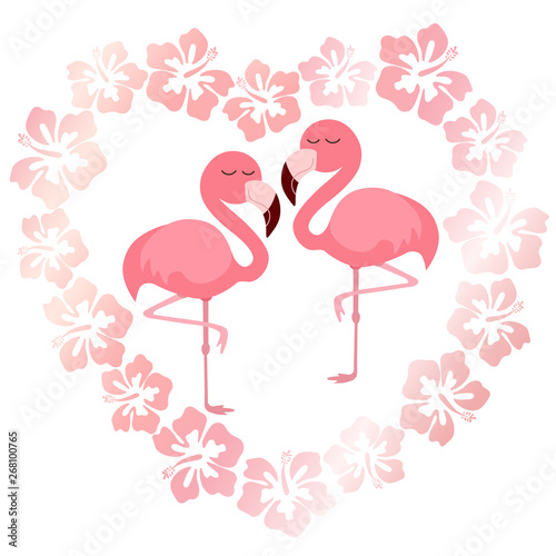 Pink cute pink flamingos vector illustration