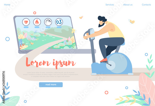 Male Character Training on Exercise Bike, Sport
