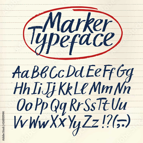 Marker hand drawn vector font