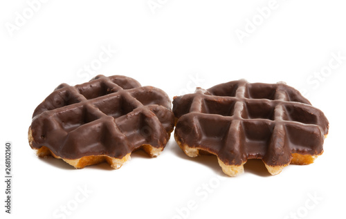 chocolate waffles isolated