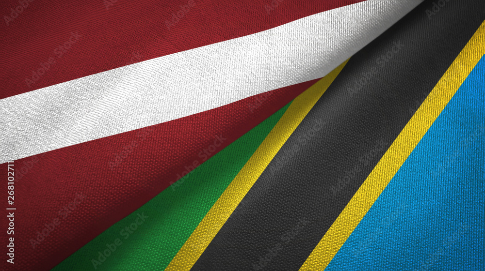 Latvia and Tanzania two flags textile cloth, fabric texture Latvia and Tanzania two flags textile cloth, fabric texture