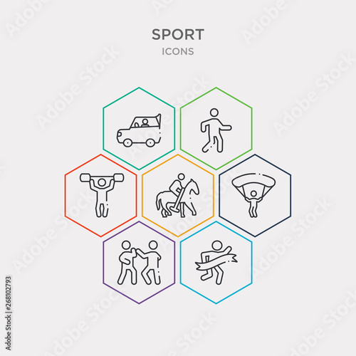 simple set of marathon, mixed martial arts, paragliding, polo sport icons, contains such as icons powerlifting, racewalking, rallycross and more. 64x64 pixel perfect. infographics vector