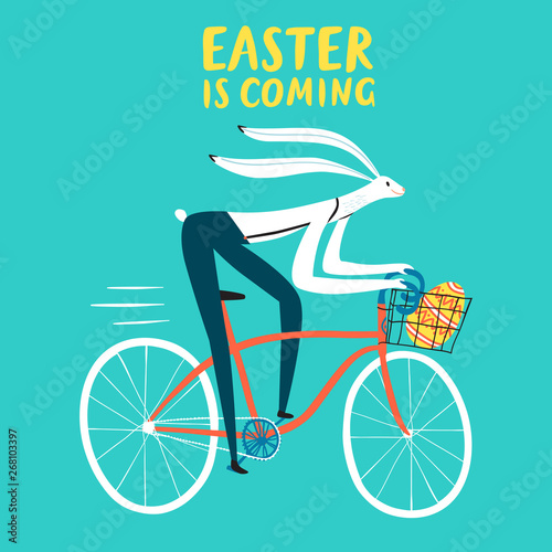 Easter rabbit cyclist illustration