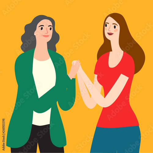 Young and senior women having a close conversation