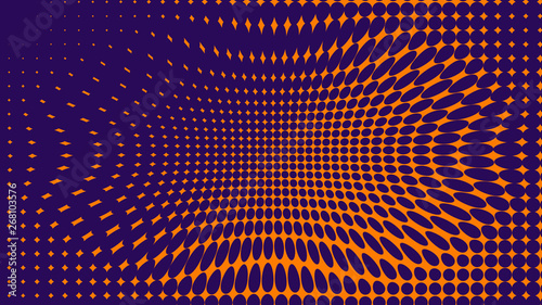 Abstract orange and purle duotone background . Halftone texture . Trendy gradient blue and purple texture.
