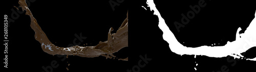 3D illustration of a chocolate flow with alpha layer