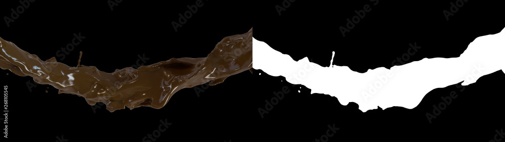 3D illustration of a chocolate flow with alpha layer 3D illustration of a chocolate flow with alpha layer