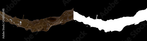 3D illustration of a chocolate flow with alpha   layer