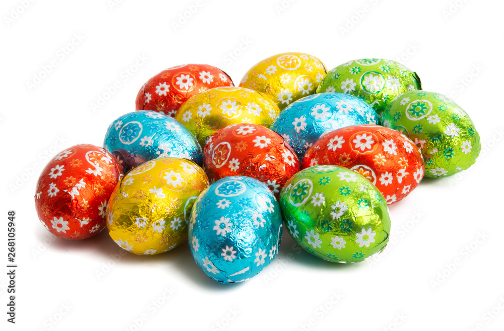 chocolate eggs in foil isolated chocolate eggs in foil isolated